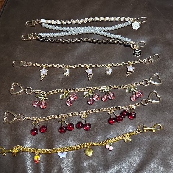 Gold and Red Purse,key Or Jean Charm Chain - Picture 1 of 7